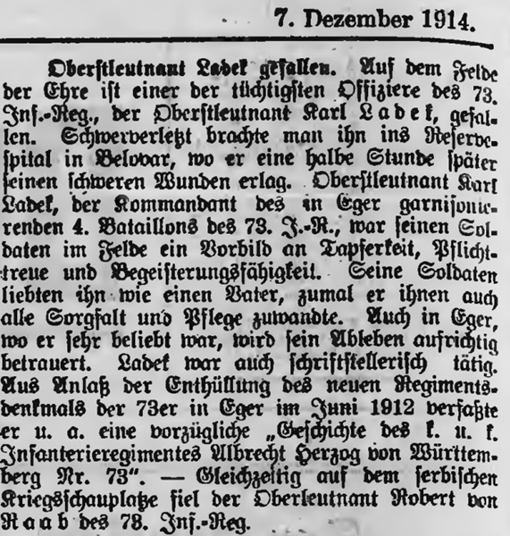 Egerer Zeitung 7. Dezember 1914