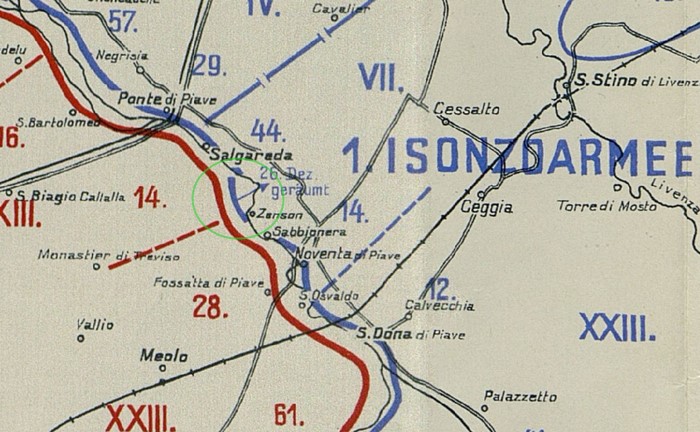 Brückenkopf westlich der Piave, Nov 1917