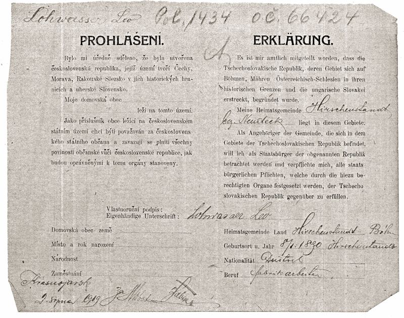 Verpflichtungserklärung tschechische Staatsbürgerschaft